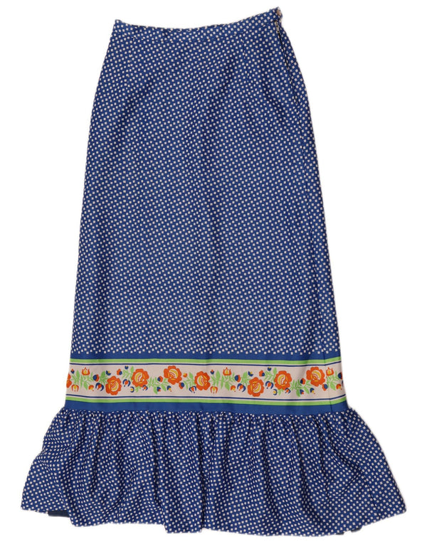 Vintage dame Maxi-nederdel W28 Medium Blue Geometric
