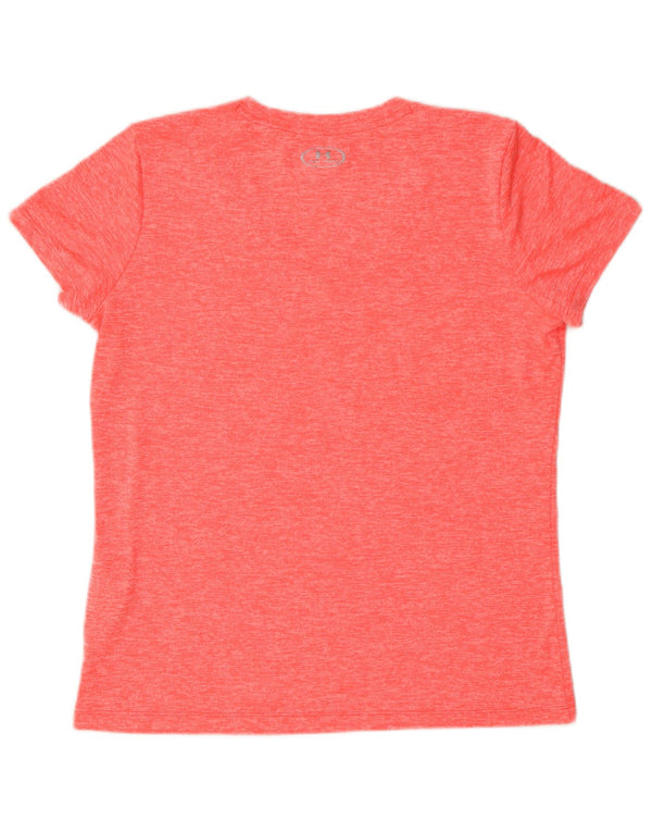 Under Armour Dame Heat Gear T-Shirt Top UK 14 Medium Pink Flecked