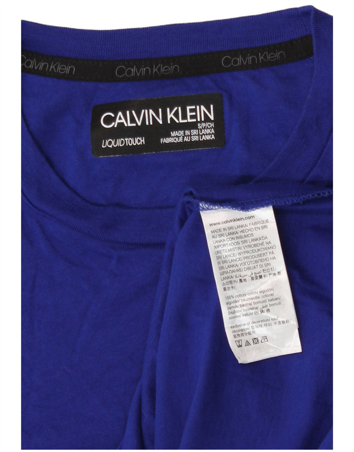 Calvin Klein Herre T-Shirt Top Lille Blå Bomuld