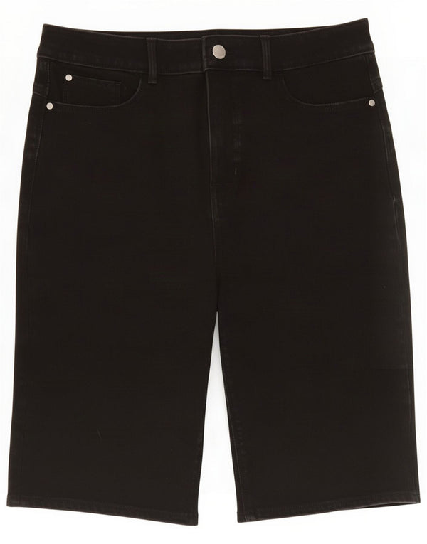 Marks & Spencer Womens The Magic Denim Shorts UK 14 Large W32 Black Cotton