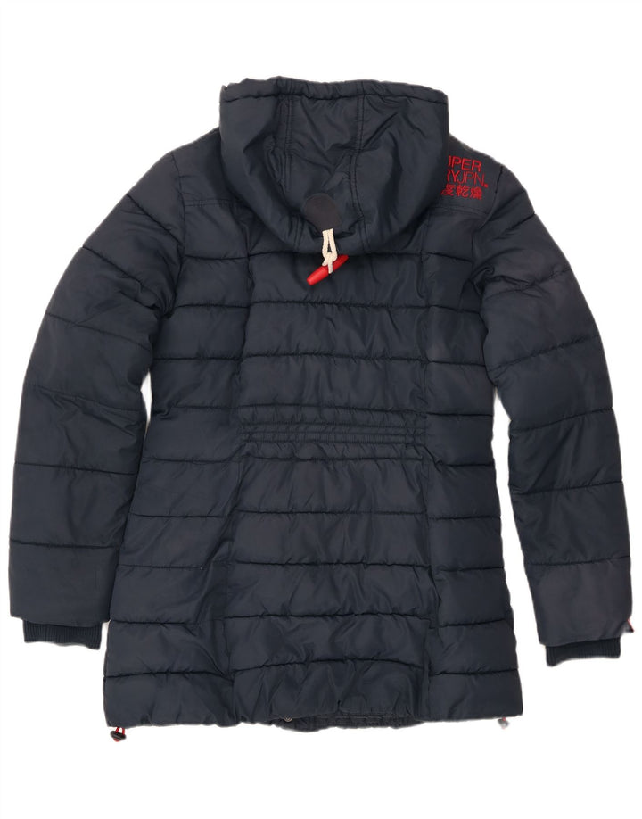 Superdry Polstret hættejakke til kvinder UK 14 Stor marineblå polyester