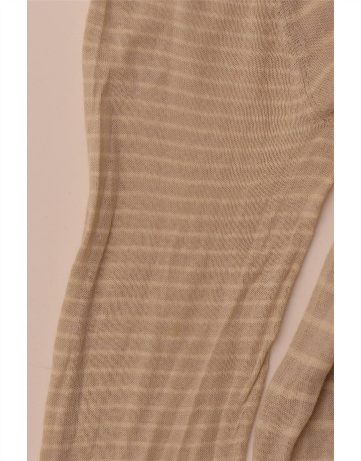 WHITE STUFF Dame cardigan sweater UK 14 Stor beige stribet hør