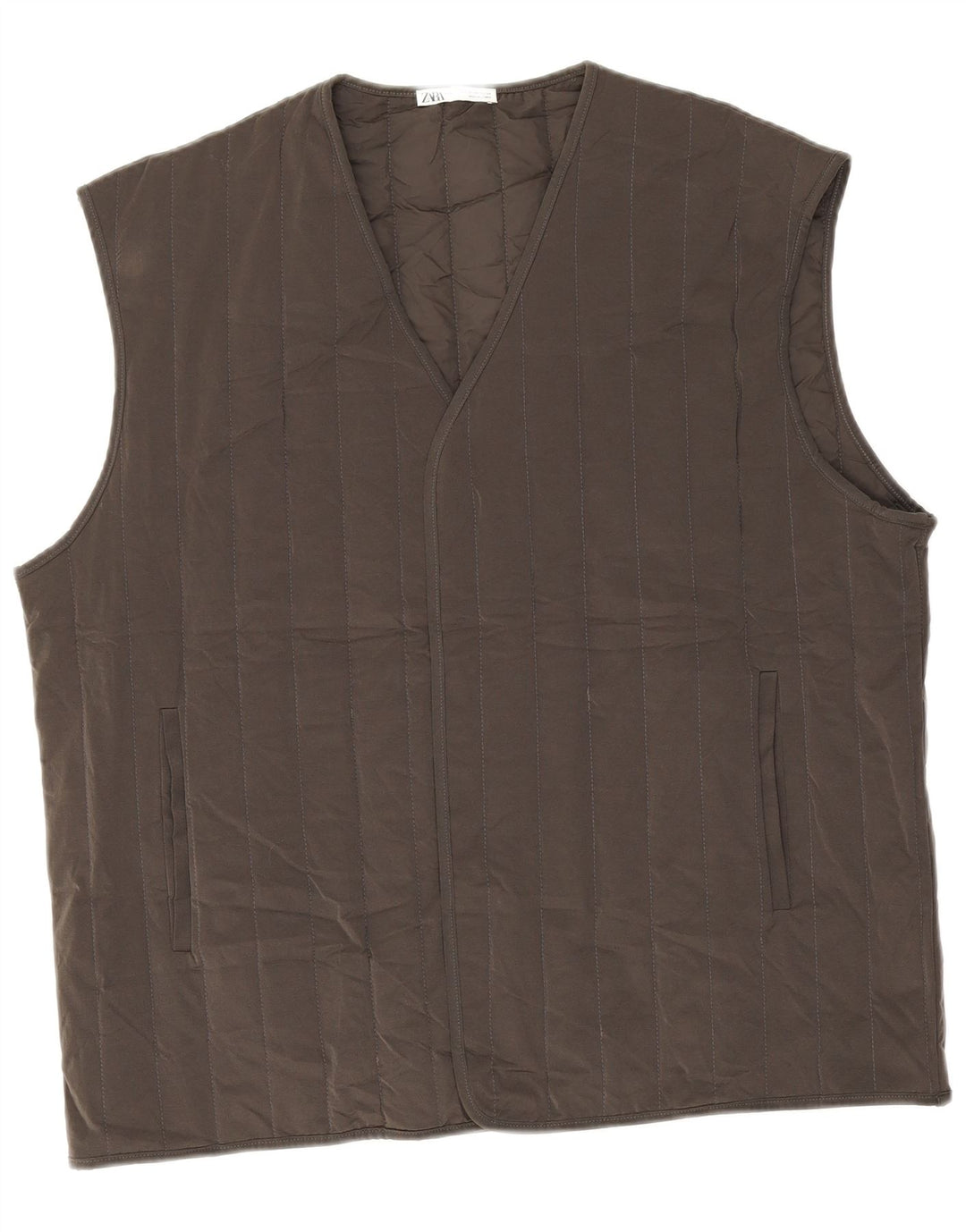 Zara Herre Polstret Gilet UK 40 Large Grå Polyester