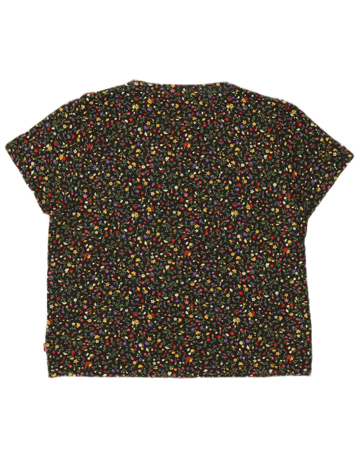 Levi's Grafisk T-shirt top til kvinder UK 14 Medium Flerfarvet blomstret bomuld