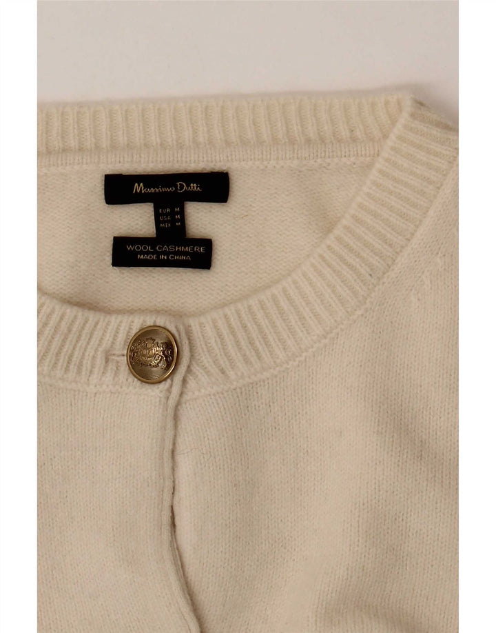 Massimo Dutti Dame Crop Cardigan Sweater UK 14 Medium Beige Uld