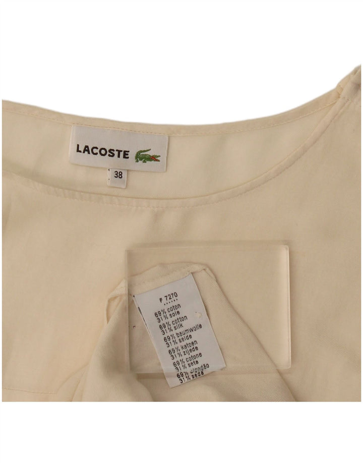 Lacoste damebluse med 3/4 ærmer str. 38 Medium Off White Bomuld