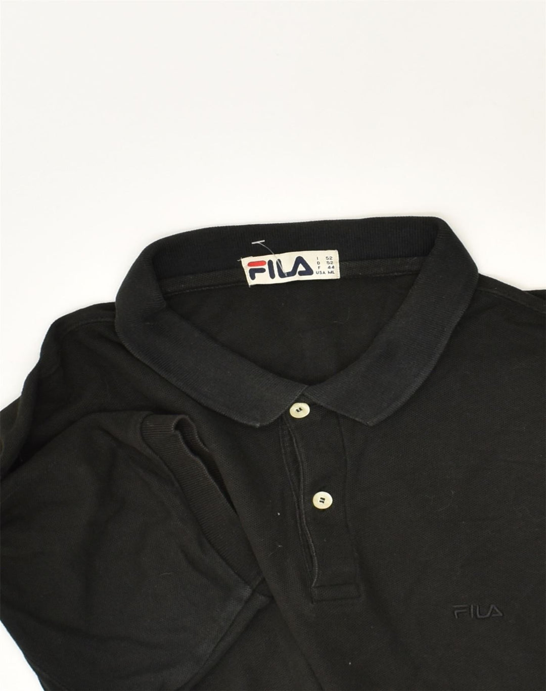 FILA Mens Polo Shirt Medium Black Cotton | Vintage Fila | Thrift | Second-Hand Fila | Used Clothing | Messina Hembry 