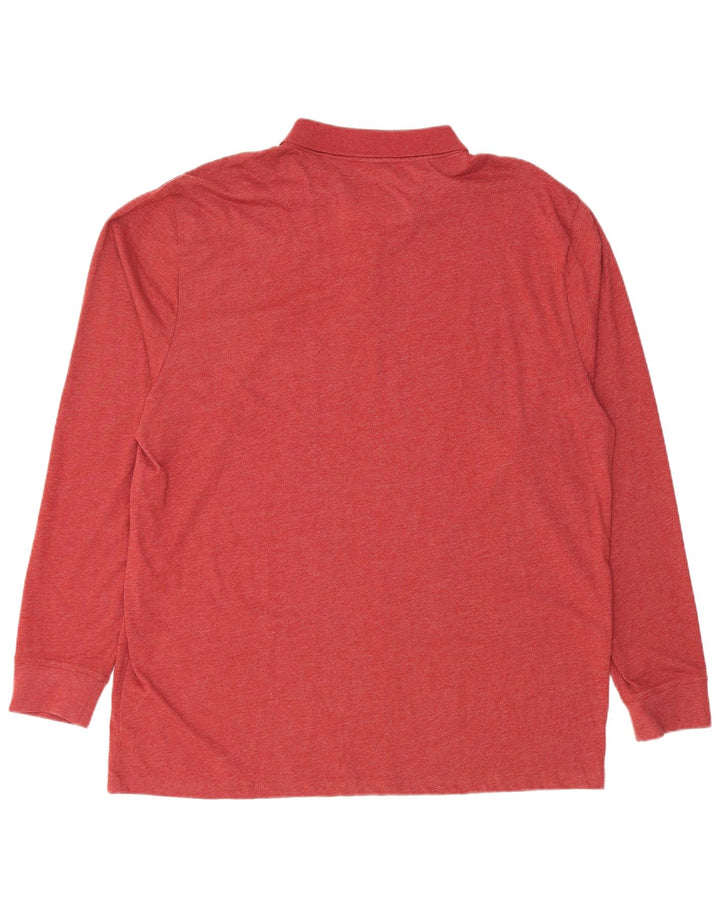 DANIEL HECHTER Mens Long Sleeve Polo Shirt IT 58 2XL Red Cotton
