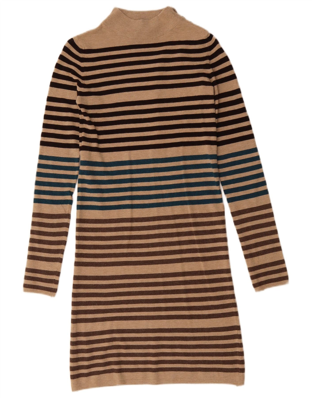 KOOKAI Dame Langærmet Jumper Kjole US 0 XS Beige Stribet