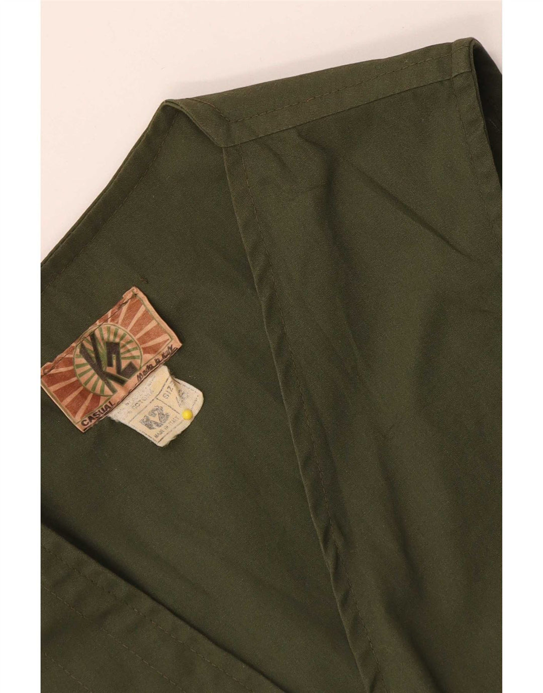 Vintage Herre Utility Gilet IT 46 Small Khaki Cotton