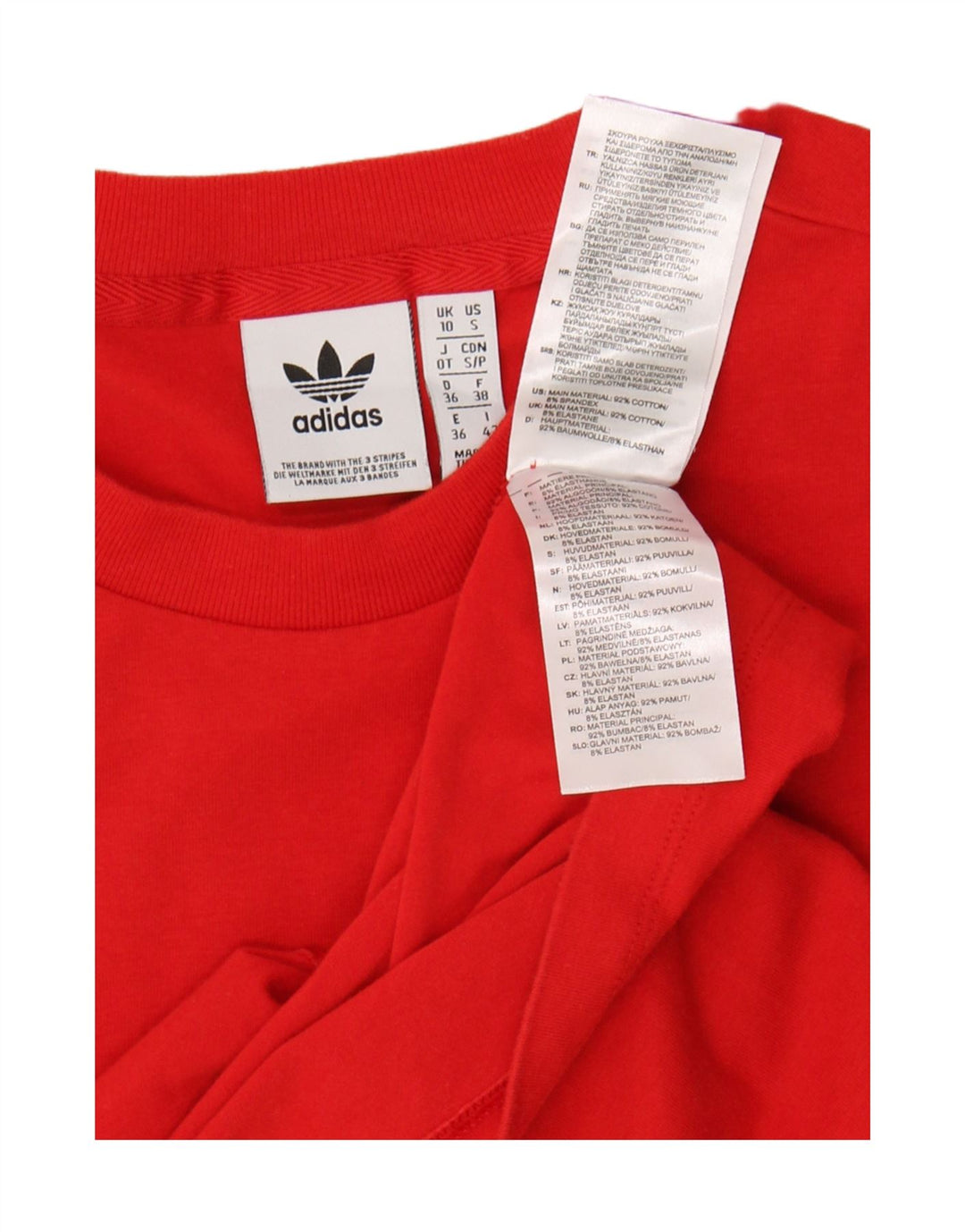 Adidas Dame Grafisk T-Shirt Top UK 10 Lille Rød Bomuld