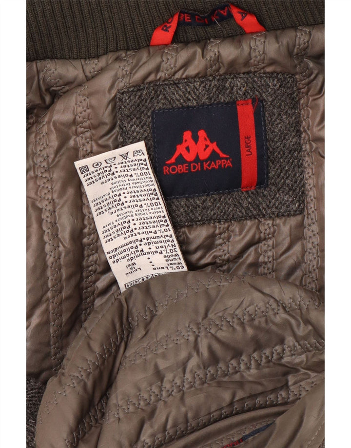 Kappa Herre Polstret Utility Jacket UK 40 Large Grey Herringbone Wool Classic