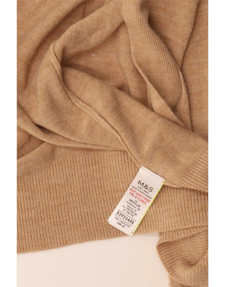 Marks & Spencer Womens Open Cardigan Sweater UK 14 Medium Beige Akryl