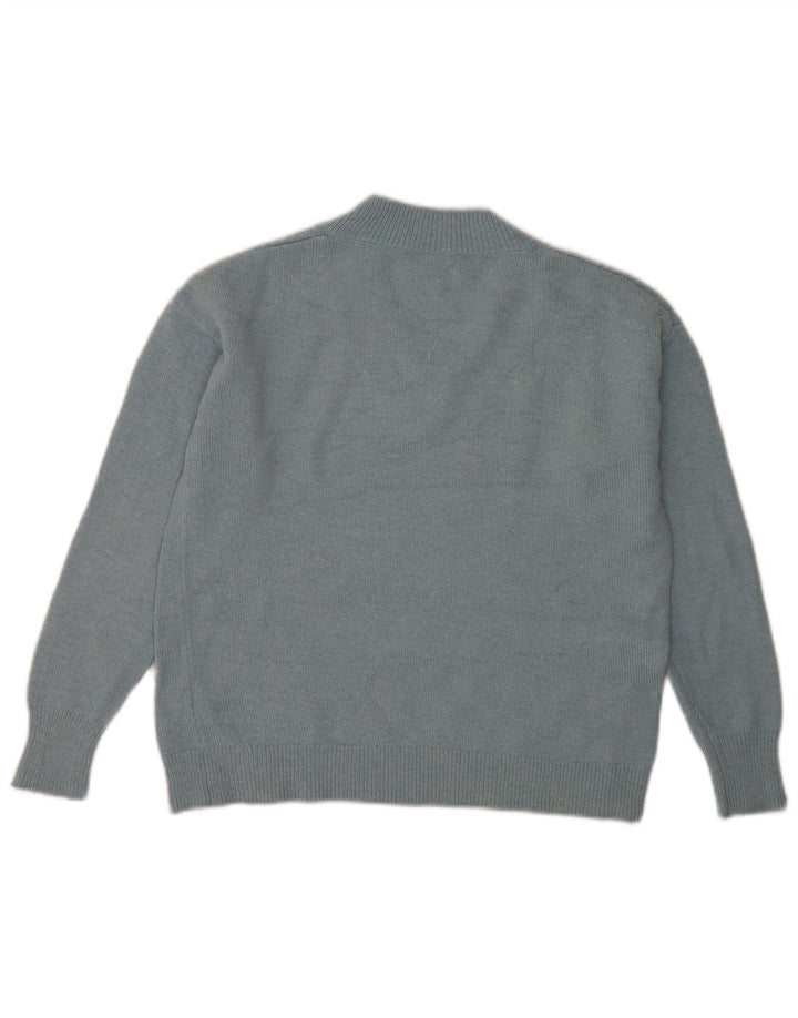 Massimo Dutti Dame V-hals sweater UK 14 Medium Blue Polyamide