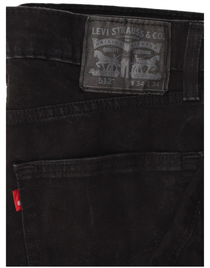 LEVI'S Herre 512 Slim Tapered Jeans W34 L32 Sort Bomuld