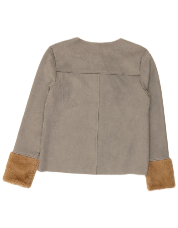 Zara Dame Bluse Top UK 10 Small Grey Colourblock