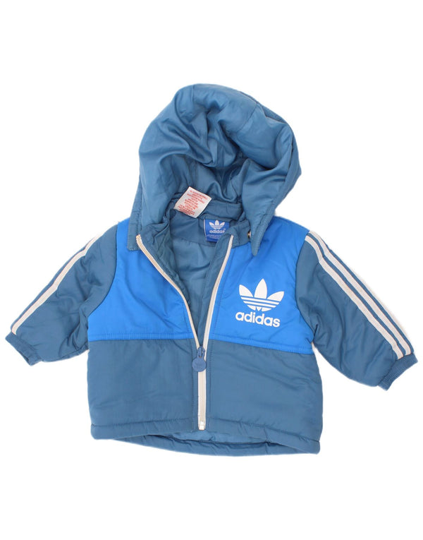 Adidas baby drenge grafisk polstret jakke med hætte 3-6 måneder blå farveblok
