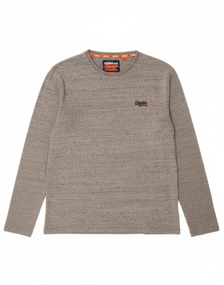 Superdry Herre Top Langærmet XL Grå Flecked Bomuld
