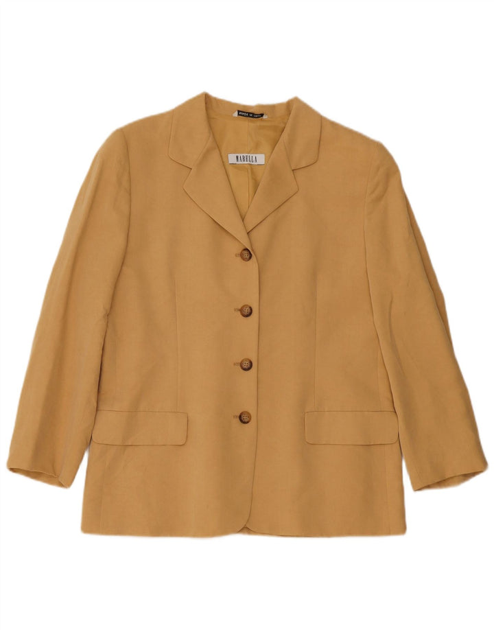 Marella Dame 4 Button Blazer Jacket UK 16 Large Beige Viscose