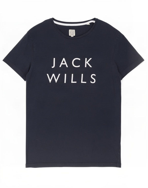 Jack Wills Herre grafisk T-shirt Top Medium Marineblå Bomuld
