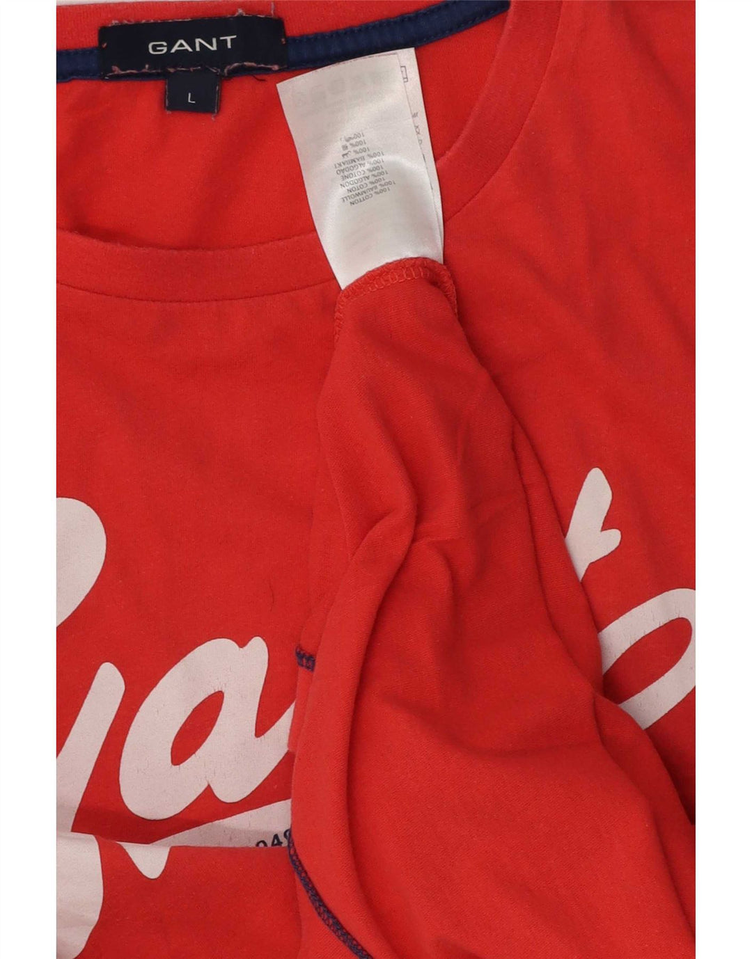 Gant Herre Grafisk T-Shirt Top Stor Rød Bomuld