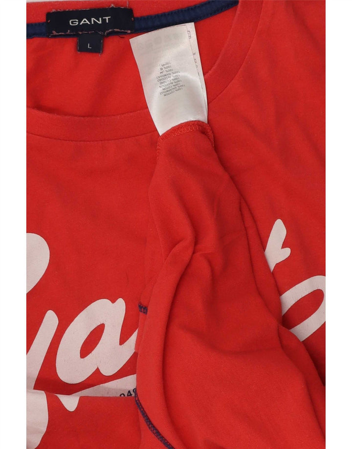 Gant Herre Grafisk T-Shirt Top Stor Rød Bomuld