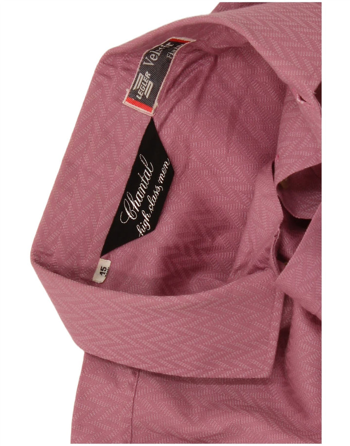 Vintage Herre Slim Shirt Størrelse 38 15 Medium Pink Geometrisk