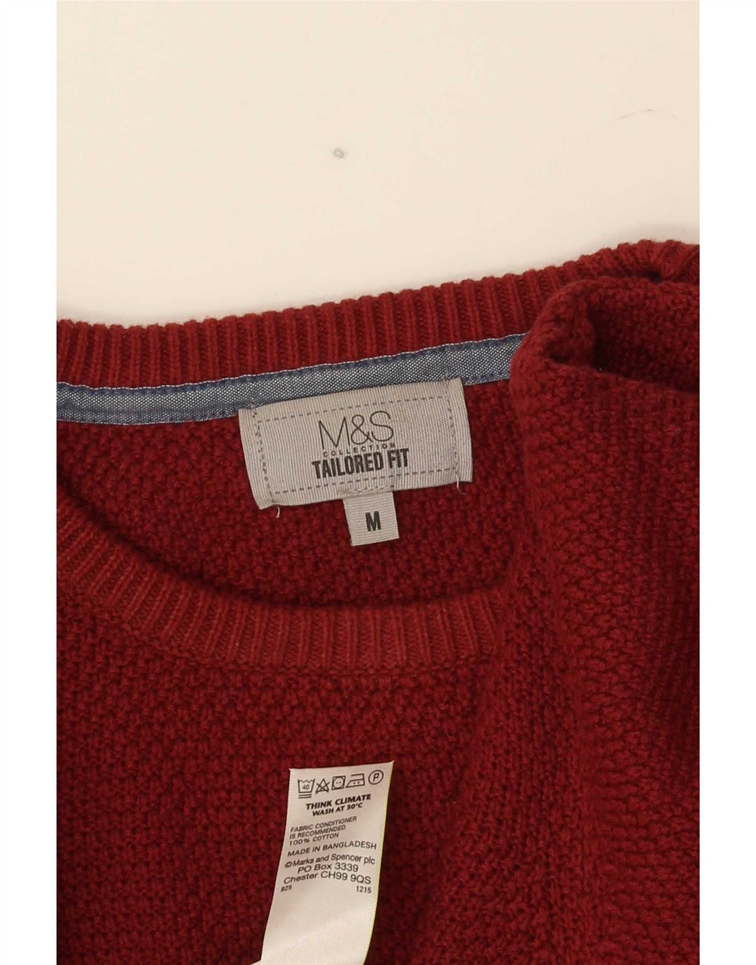 Marks & Spencer herre skræddersyet pasform med rund hals sweater Medium Burgundy