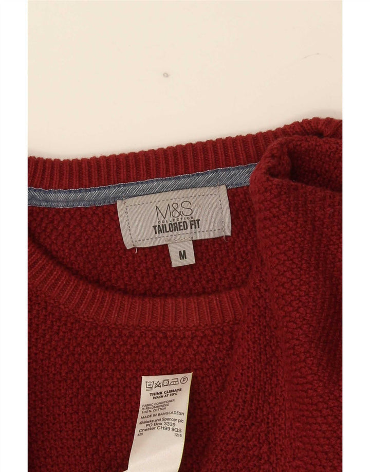 Marks & Spencer herre skræddersyet pasform med rund hals sweater Medium Burgundy