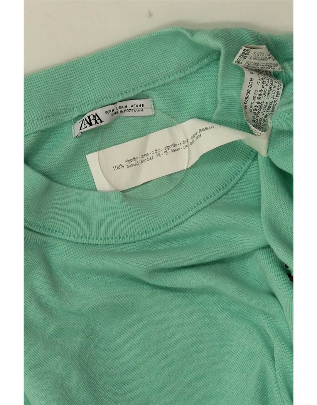 Zara Herre Grafisk T-Shirt Top Medium Grøn Bomuld