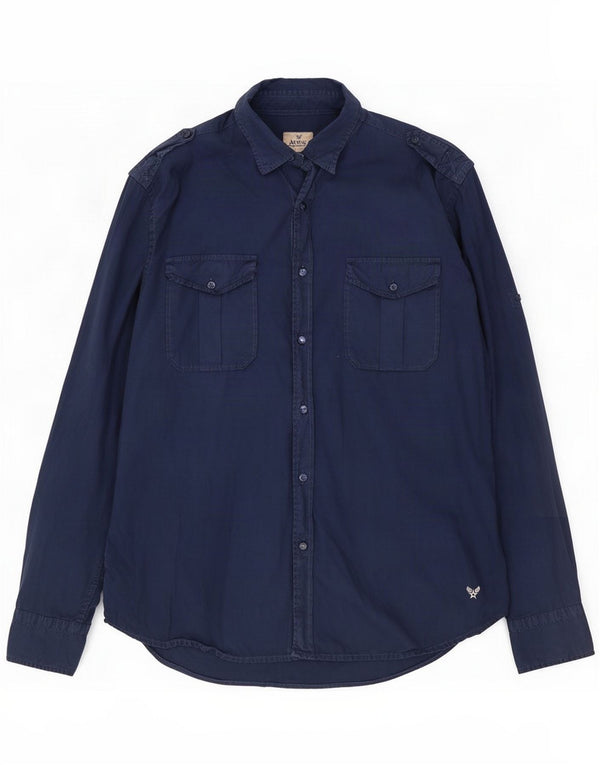 Avirex Herre Military Shirt Large Navy Blue Cotton