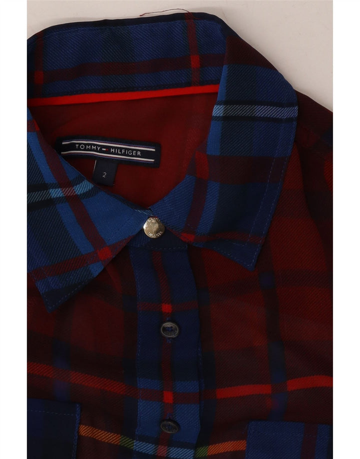TOMMY HILFIGER Womens Oversized Flannel Shirt US 2 XS Red Check Cotton Vintage Tommy Hilfiger and Second-Hand Tommy Hilfiger from Messina Hembry 