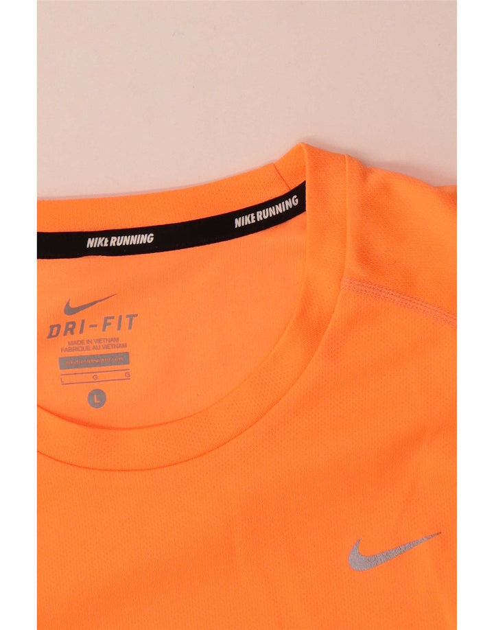 Nike Herre Dri Fit T-Shirt Top Stor Orange Polyester