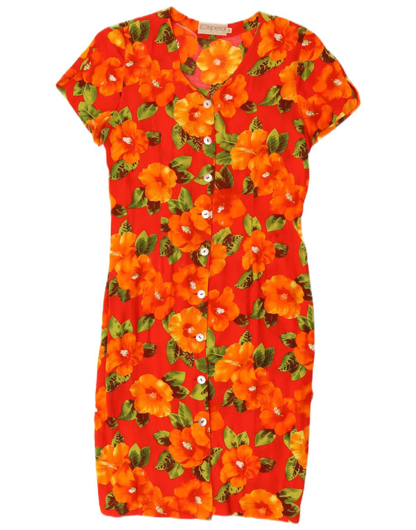 Superior Dame Kortærmet Skjortekjole IT 46 Large Red Floral