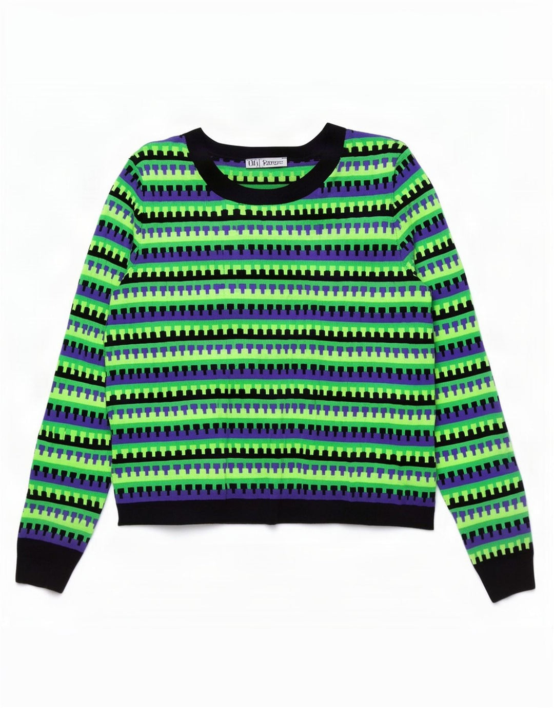 Zara Dame Boat Neck Jumper Sweater UK 14 Stor Flerfarvet Geometrisk