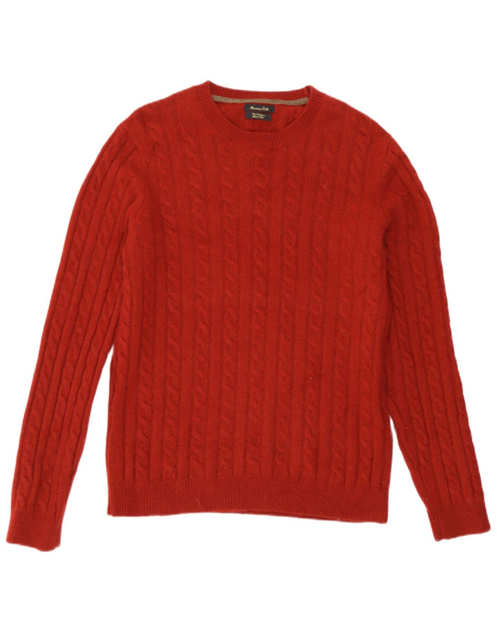 Massimo Dutti Dame Crew Neck Jumper Sweater UK 16 Large Burgundy Wool