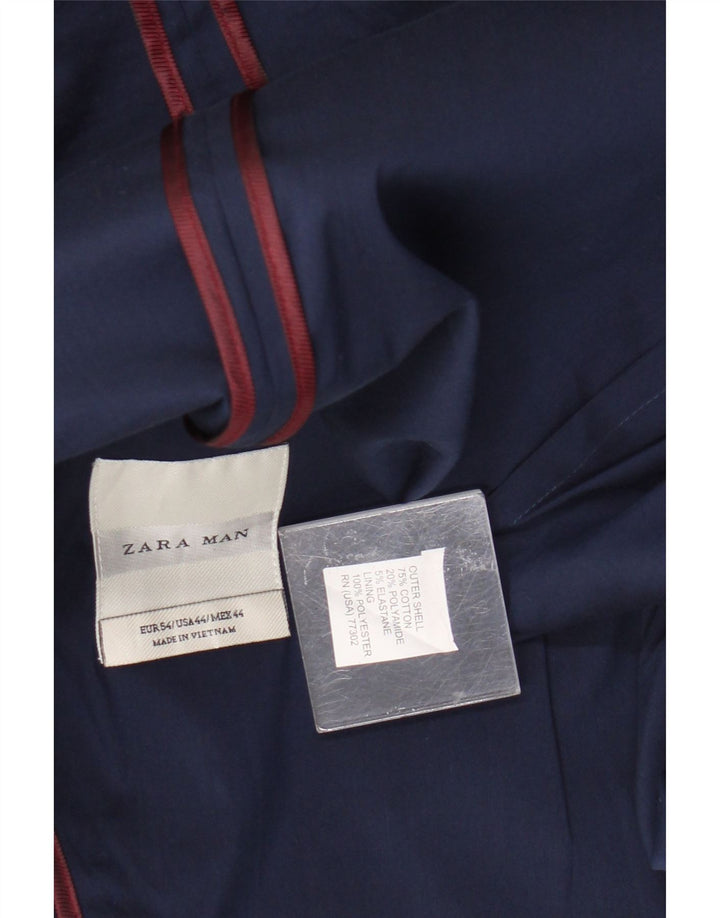 Zara Herre 2-knaps blazerjakke EU 54 XL Marineblå Bomuld