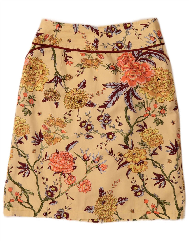 Vintage dame midi nederdel Medium W28 gul blomster