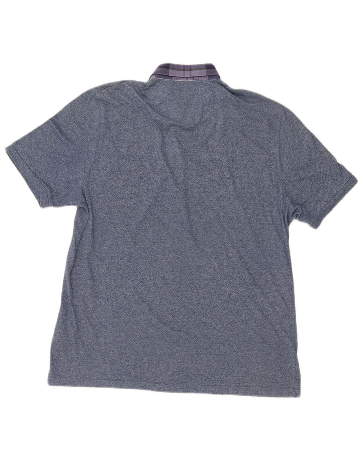 Ted Baker Polo Shirt til mænd Størrelse 6 2XL Blå Flecked Bomuld