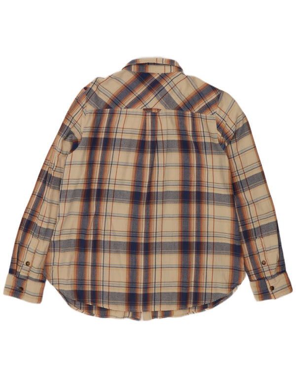 Fat Face Dame Flanell Shirt UK 14 Stor Beige Ternet Bomuld