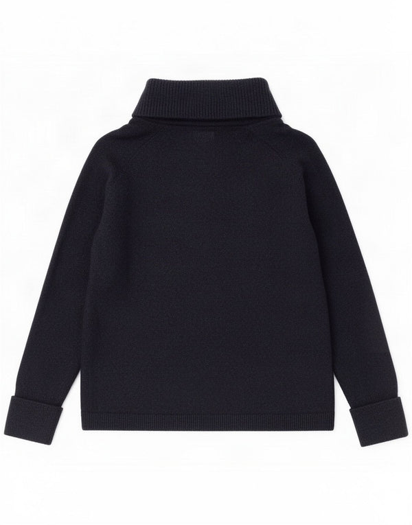 Massimo Dutti Womens Roll Neck Jumper Sweater UK 14 Large Navy Blue Wool