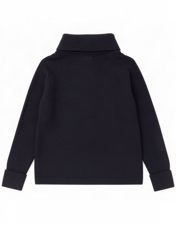 Massimo Dutti Dame Roll Neck Jumper Sweater UK 14 Large Navy Blue Wool