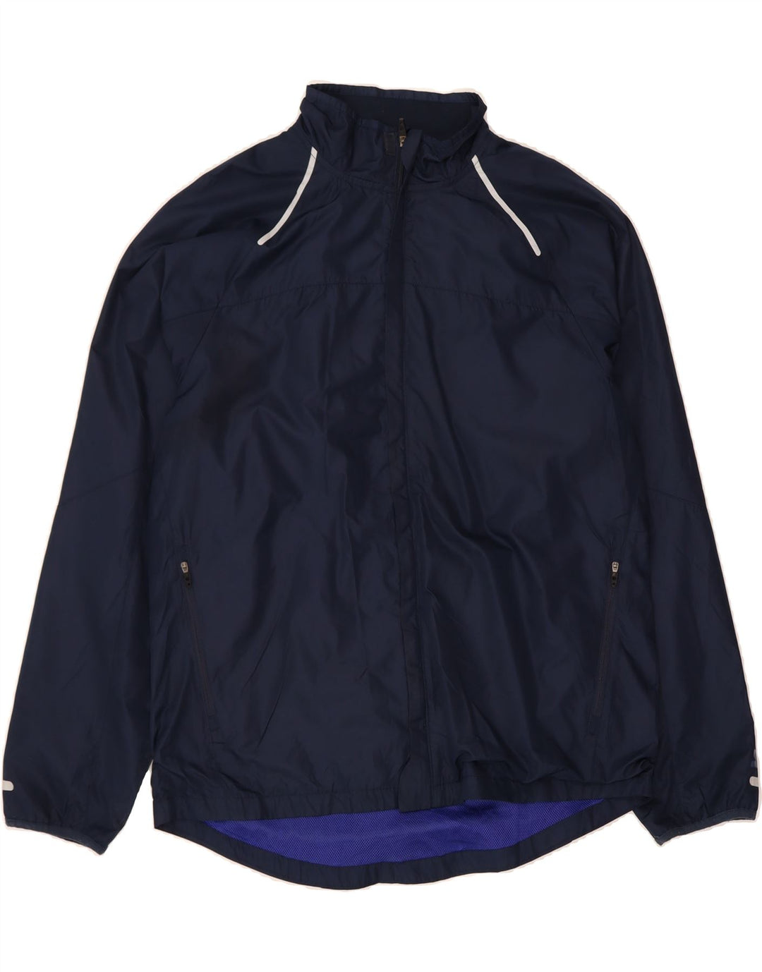 STARTER Mens Rain Jacket UK 42/44 Large Navy Blue Polyester Vintage Starter and Second-Hand Starter from Messina Hembry 