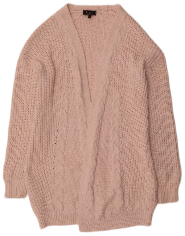Lipsy Womens Longline Open Cardigan Sweater UK 10 Small Pink Acrylic