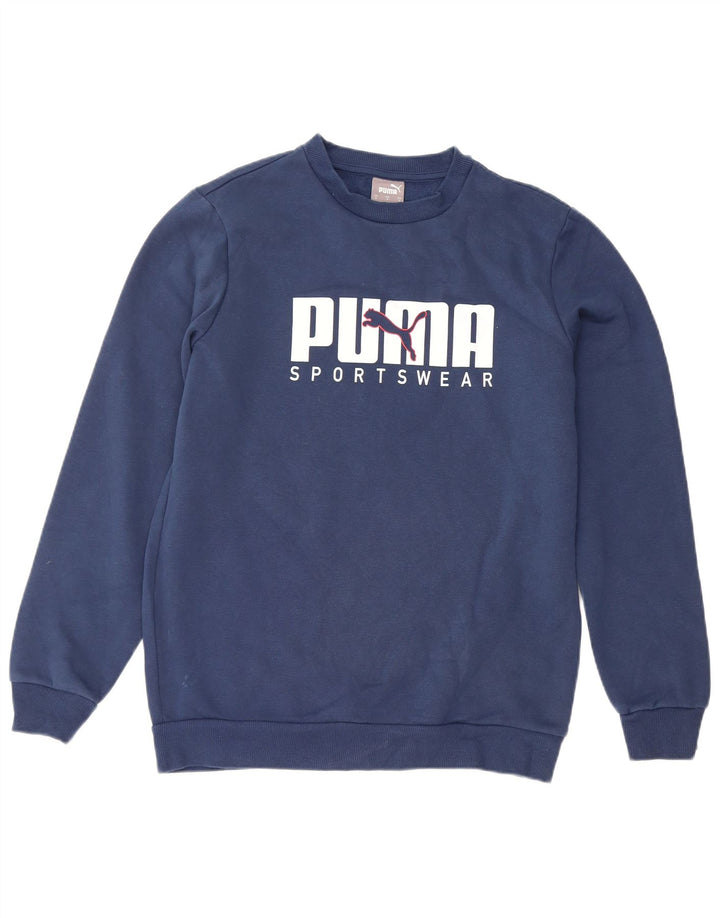 Puma grafisk sweatshirt til mænd, lille marineblå bomuld