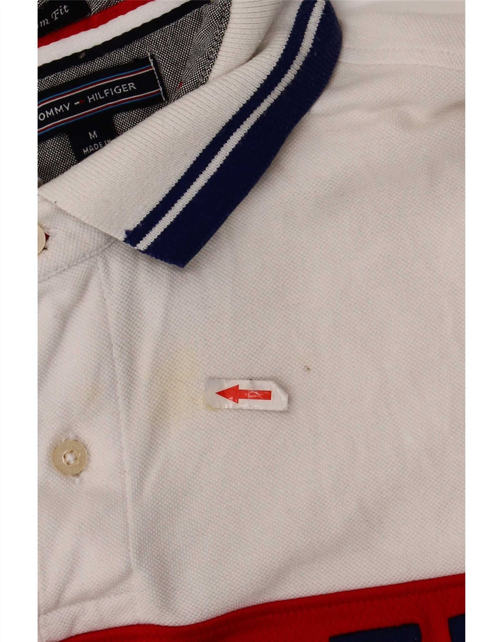 Tommy Hilfiger Herre Grafisk Custom Fit Polo Shirt Medium White Colourblock