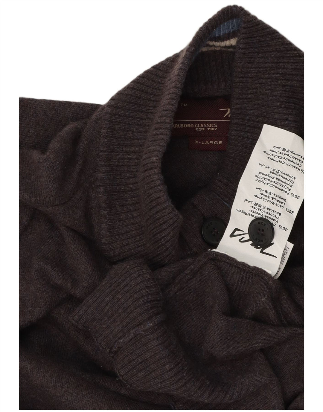 MARLBORO CLASSICS Dame trøje med knapudskæring UK 18 XL Grå Rayon