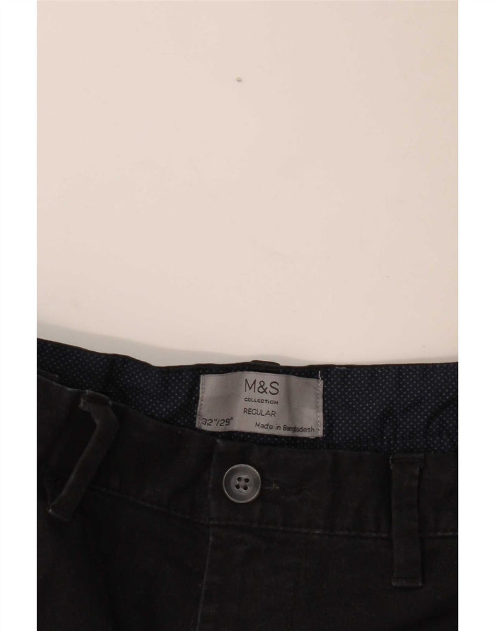 Marks & Spencer Herre Lige Regular Fit Chinobukser W32 L29 Sort