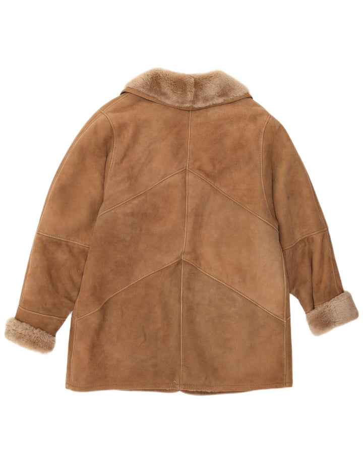 Vintage Dame Shearling Jacket UK 12 Medium Brown Classic