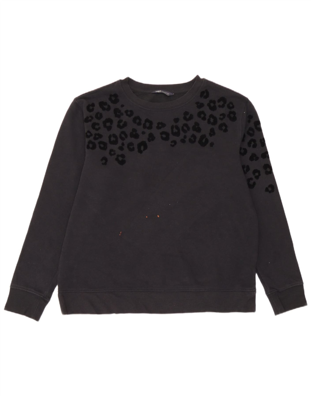 Marks & Spencer Dame Sweatshirt Jumper UK 14 Medium Black Animal Print